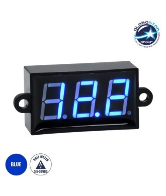 GloboStar® 79987 Όργανο Μέτρησης Τάσης Βολτόμετρο με Οθόνη LED Display DC 3.5 έως 30V Μπλε Μ5.5 x Π1.5 x Υ2.5cm